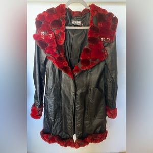 Pleather faux fur jacket L